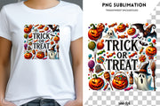 Trick or Treat, Funny Halloween PNG Digital Downloads for Tshirt Designs, Crafting Projects, Halloween Quote, Digital Print, Sublimation