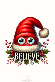 Christmas Hat Believe PNG for Shirt Design & Card Making, Funny Santa Hat Digital Print, Cute Christmas Instant Download, Transparent Design