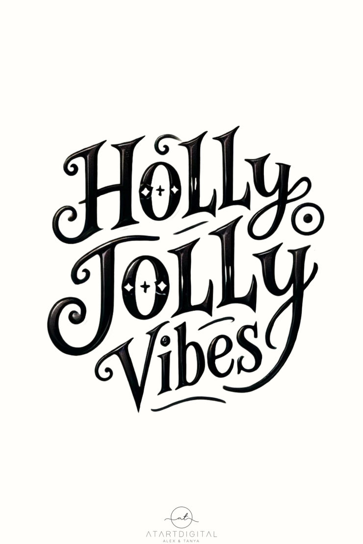 Holly Jolly Vibes PNG, Retro Christmas PNG, Fun Sayings, Christmas Card Making, Festive Quotes & Designs, Holiday Sublimation