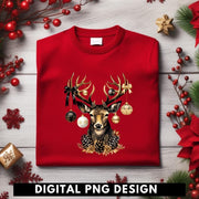 Black Christmas Deer Sublimation Image