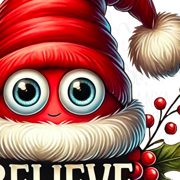 Christmas Hat Believe PNG for Shirt Design & Card Making, Funny Santa Hat Digital Print, Cute Christmas Instant Download, Transparent Design