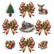 Red and Green Coquette Christmas Bow PNG | Preppy Christmas Design for Custom T-Shirts & Transparent Digital Files