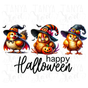 Halloween Chickens PNG, Funny Witch Chicken Sublimation Designs