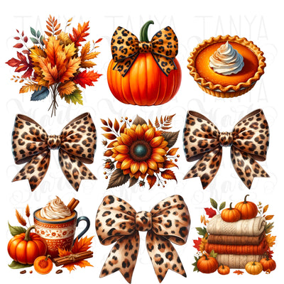 Coquette Fall Pumpkin & Bow PNG, Autumn Sublimation, Fall Designs, Cozy Season Digital Download for Shirts, Trendy Fall Sublimation Designs