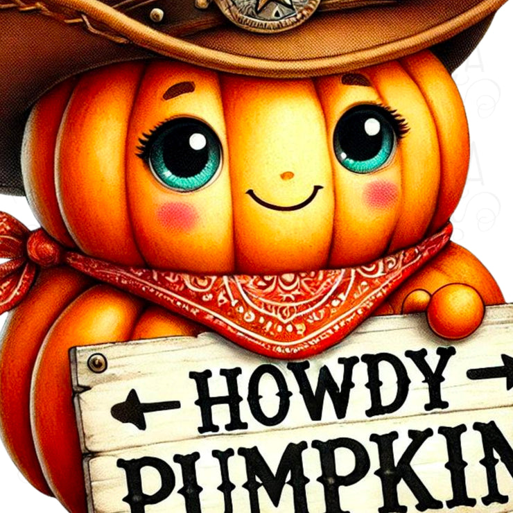 Howdy Pumpkin PNG, Cozy Fall Sublimation Download, Vintage Western Pumpkin Shirt Print, High-Resolution Fall Design, Country Western