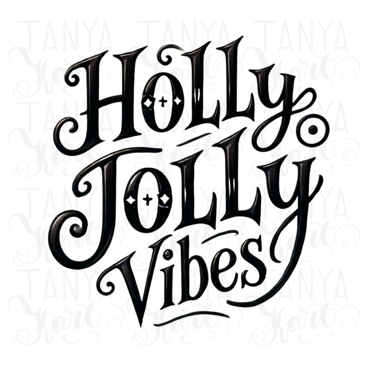 Holly Jolly Vibes PNG, Retro Christmas PNG, Fun Sayings, Christmas Card Making, Festive Quotes & Designs, Holiday Sublimation