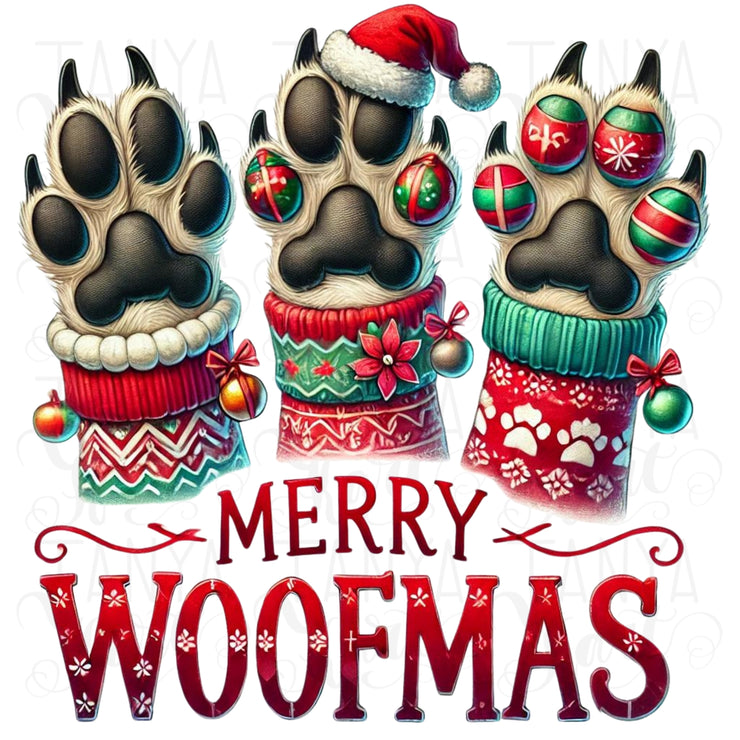 Merry Woofmas PNG, Funny Christmas Dog Lover Sublimation Design for Shirts & Hoodies, Digital Download, Dog Mama Holiday Designs