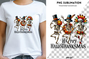 Happy Hallothanksmas Skeletons, Funny PNG Digital Downloads for Crafting Projects, Dancing Skeletons for Card Making and Tshirt Designs