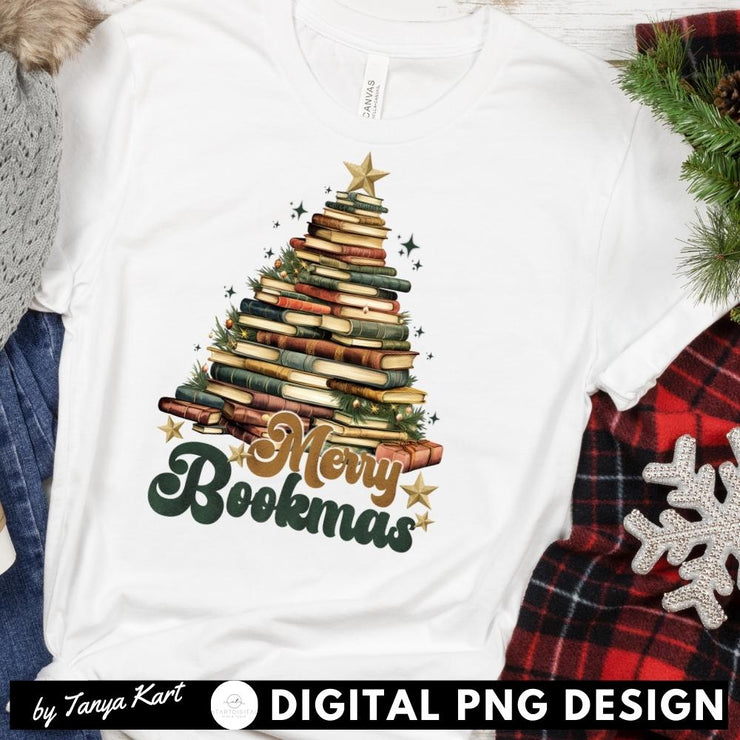 Merry Bookmas Retro Style Christmas Book Art