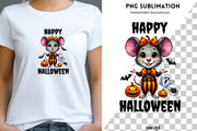 Happy Halloween Mouse PNG, Digital Print for Cards and Crafts, Retro Halloween, Design for T-Shirts and Sublimation, Digital Download