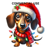 Dachshund Christmas Png, Cute Pet Sublimation Graphics for Tshirts, Christmas Animal for Tumblers & Cards, Holiday Dog Digital Prints