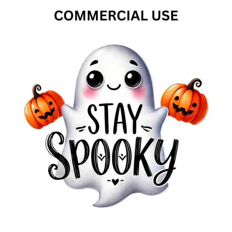 Stay Spooky Halloween Watercolor Sublimation Files, Ghost Shirt PNG Digital Download, Halloween Design for Commercial Use, DTF PNG Designs