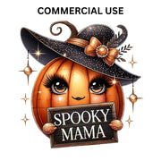 Spooky Mama, Retro PNG Bundle for Sublimation Designs, Girly Pumpkin PNG Set, Coquette Bow & Pumpkin Shirt, Fall Themed