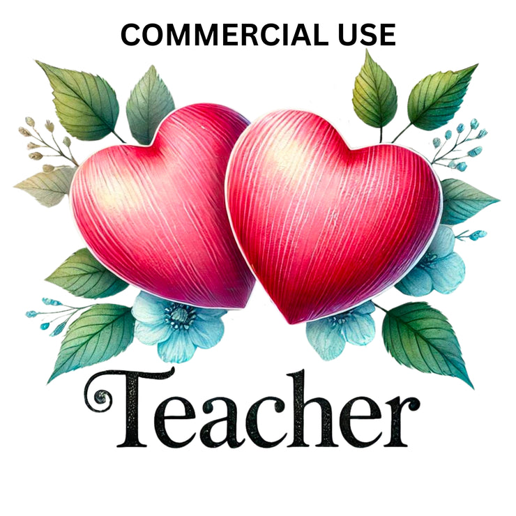 Teacher Themed Retro PNGs for DIY Crafting, Vibrant Teacher Designs for Cards, Coquette Teacher Valentine PNGs Instant Download