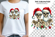 Christmas Couples Sublimation Design, Skeleton Couple, Bride and Groom, Crafting File, Husband and Wife PNG Matching, Transparent Print