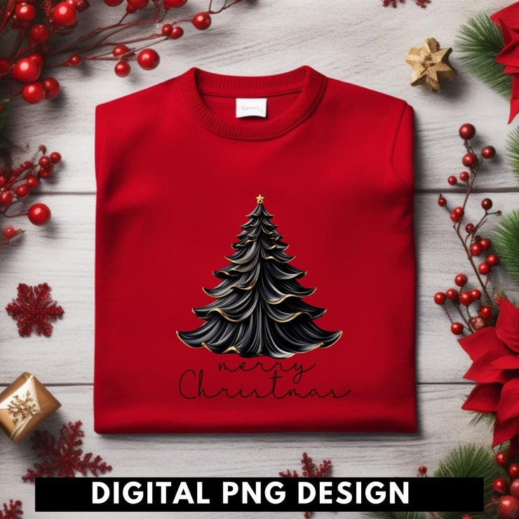 Black Christmas Tree PNG Sublimation Design