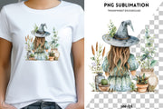 Gardening Witch PNG, Digital Prints, Mystical Artwork, Plant Lover Designs