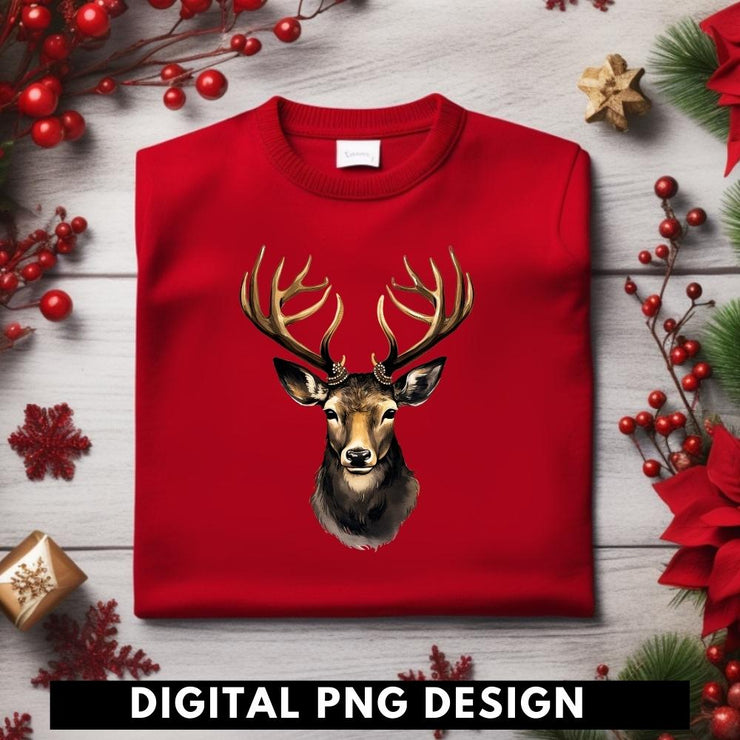 Black Christmas Deer Sublimation Image