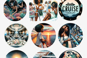 African American Cruise Life Clipart, Watercolor Travel