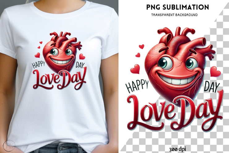 Love Day Transparent Digital Design for Crafting & T-Shirt Designs, Funny Valentine’s Day PNG, Love Sublimation, Retro Designs