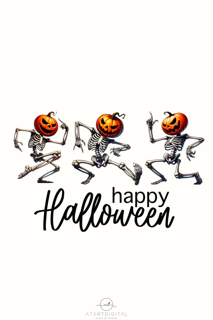 Dancing Skeleton PNG, Fun Halloween Shirt Design, Pumpkin Head Skeleton, Digital Crafting, Sublimation Design, Halloween PNG Download