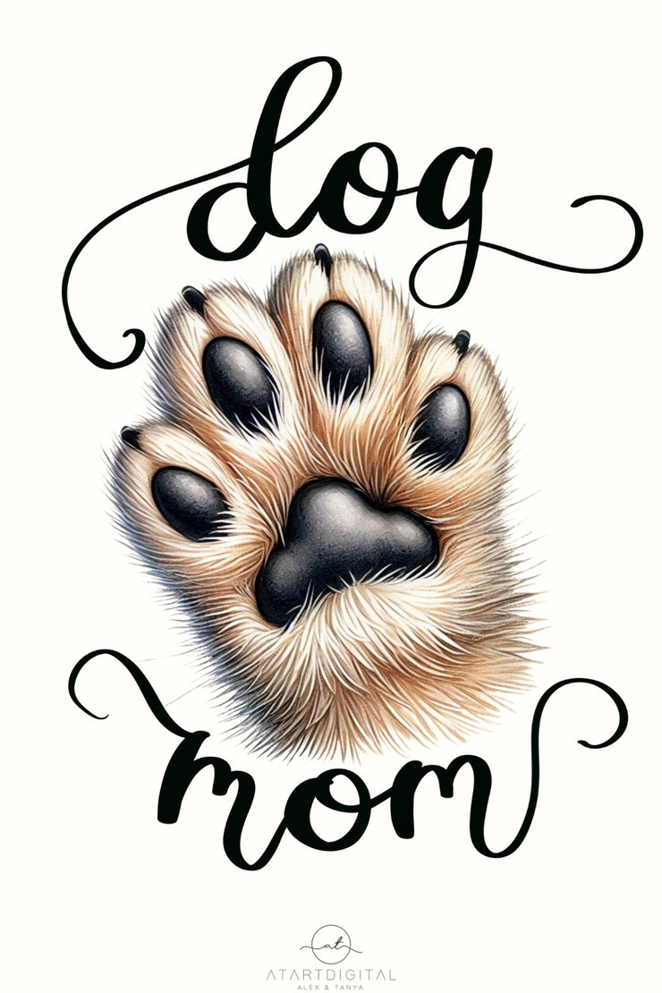 Dog Mom PNG Digital Print for Commercial Use, Dog Mama Shirt Sublimation Graphics Instant Download, Paw Print Design, Tshirt Sublimation