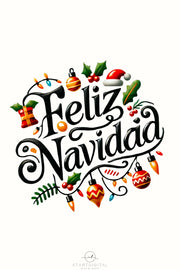 Festive Feliz Navidad for Shirt, Spanish Christmas Digital Print, Retro Merry Christmas PNG, Holiday Instant Download, Sublimation Graphics