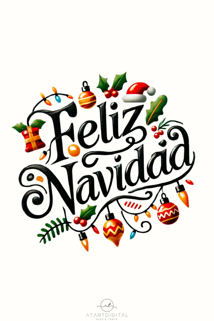 Festive Feliz Navidad for Shirt, Spanish Christmas Digital Print, Retro Merry Christmas PNG, Holiday Instant Download, Sublimation Graphics