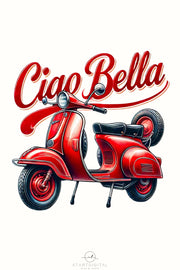 Ciao Bella Italian PNG | Red Scooter and Italy Digital Download for Card Making & Sublimation Designs