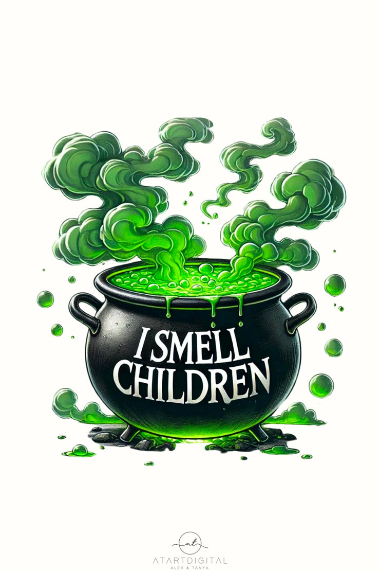 I Smell Children PNG, Funny Halloween Cauldron Design for T-Shirt Sublimation, Spooky Vibes Digital Download, Halloween DTF Transfer