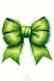 Green Coquette Christmas Bow PNG | Cute Christmas and New Year Sublimation Design for T-Shirts & Digital Crafting