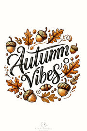 Autumn Vibes PNG Digital Prints, Card Making & T-shirt Designs, Retro Fall Leaves Sublimation PNG, Digital Crafting, Autumn PNG Design