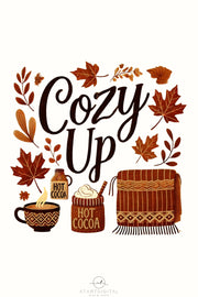 Cozy Up in Retro Fall Vibes, Sublimation PNG for Shirt Designs, Autumn Leaves Digital Print, DIY Card Making, PNG Digital Downloads