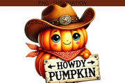 Howdy Pumpkin PNG, Cozy Fall Sublimation Download, Vintage Western Pumpkin Shirt Print, High-Resolution Fall Design, Country Western