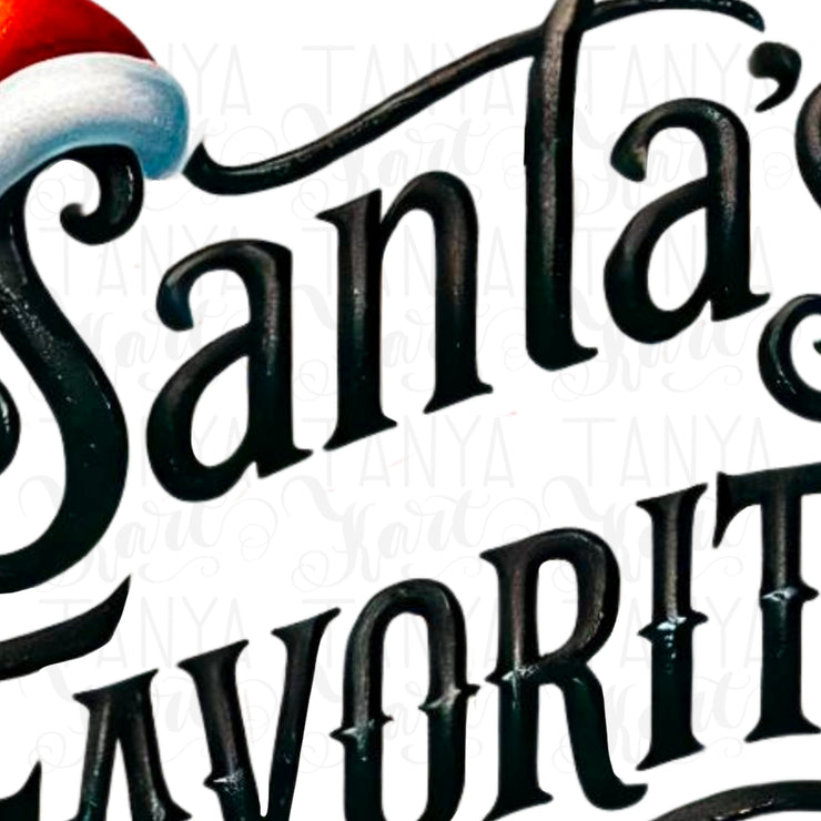 Santa's Favorite, Christmas PNG, Retro Shirt Design, Digital Download, Funny Christmas Tee, Sublimation Print, Festive Holiday Shirt Design