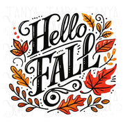 Hello Fall PNG - Digital Leaf Print for Card Making, Autumn Leaves Sublimation PNG, Transparent Designs for DIY Shirts, Fall Vibes Png