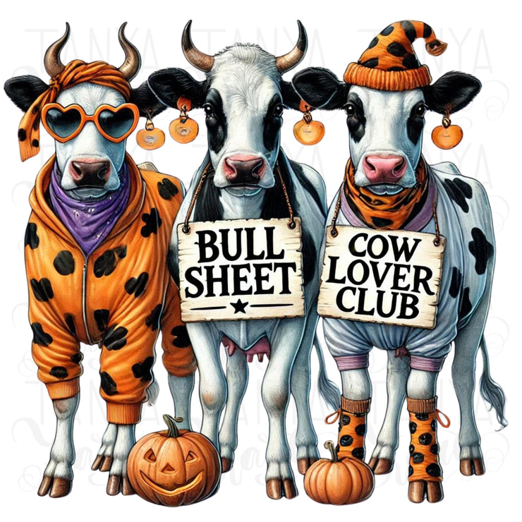 Bullsheet PNG, Funny Halloween Cow Design for T-Shirts, Highland Cow with Pumpkin Sublimation, Trendy Western Spooky Season Shirt