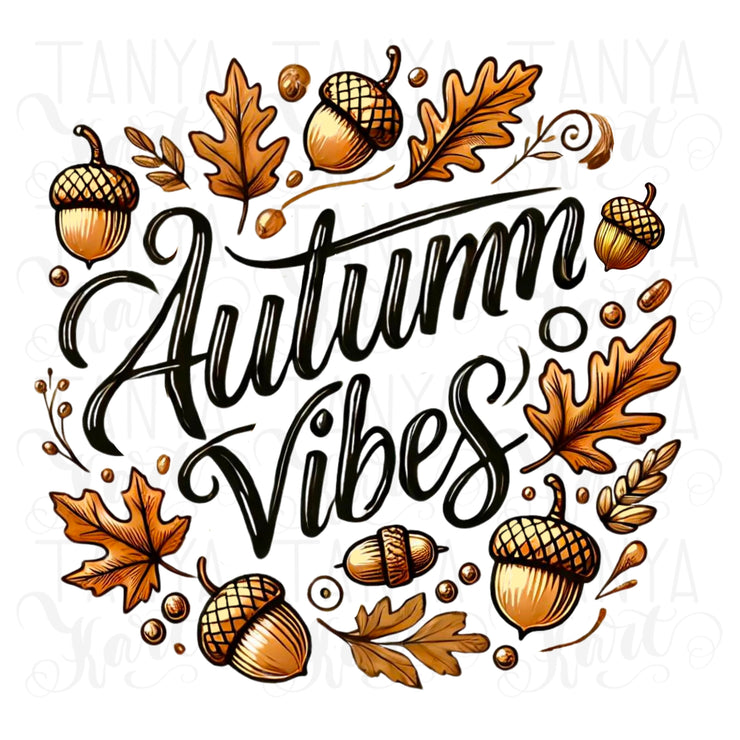 Autumn Vibes PNG Digital Prints, Card Making & T-shirt Designs, Retro Fall Leaves Sublimation PNG, Digital Crafting, Autumn PNG Design