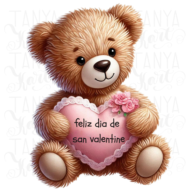 Feliz Día de San Valentín PNG | Retro Spanish Valentine’s Day Sublimation with Cute Baby Bear for T-Shirts