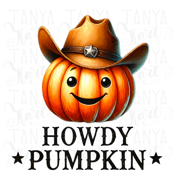 Howdy Pumpkin for Shirt Design, Fall Sublimation PNG, Western Cowboy Pumpkin, Cozy Fall, Sublimation Pumpkin PNG, Digital Download