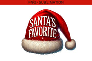 Santas Favorite, Festive Santa Hat PNG, Christmas Party Sublimation Design, Winter Holiday, Graphics Download, Holiday Tee Printables