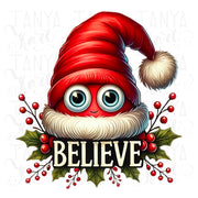 Christmas Hat Believe PNG for Shirt Design & Card Making, Funny Santa Hat Digital Print, Cute Christmas Instant Download, Transparent Design