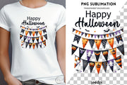 Halloween Flag & Bunting Banner PNG Digital Download for Crafting, Transparent Sublimation Print, Halloween Garland, Happy Halloween Design