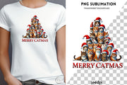 Merry Catmas PNG Designs for Crafting, Cute Cats Digital Downloads, Funny Christmas Cats Digital Prints for Card Making, Sublimation Print