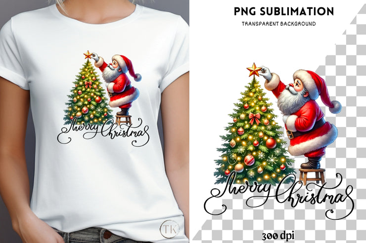 Merry Christmas for Fun Card Making & T-shirt Designs, PNG Digital Print, Transparent Design, Groovy Christmas Sublimation, Santa Claus PNG