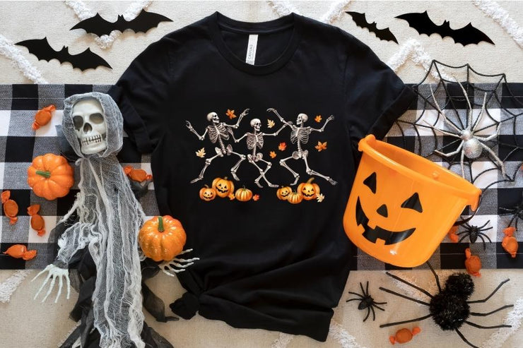 Skeleton Graphic PNG: Dancing Autumn Skeletons