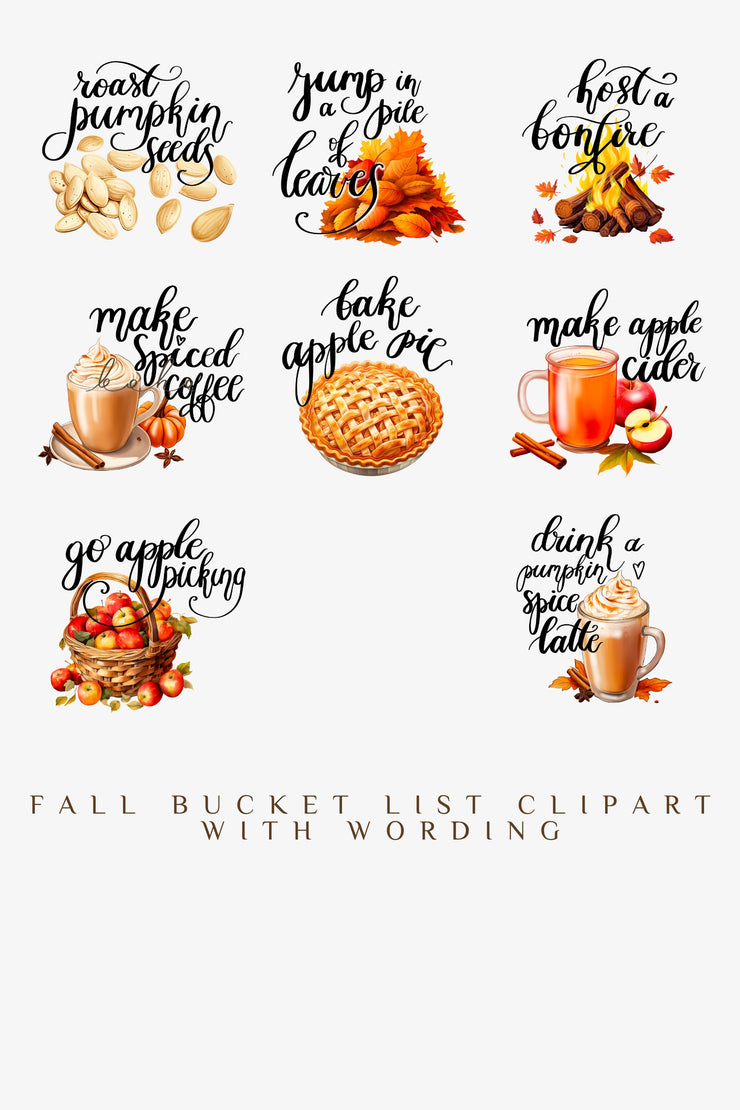 Autumn Fall Bucket List Icons PNG Clipart