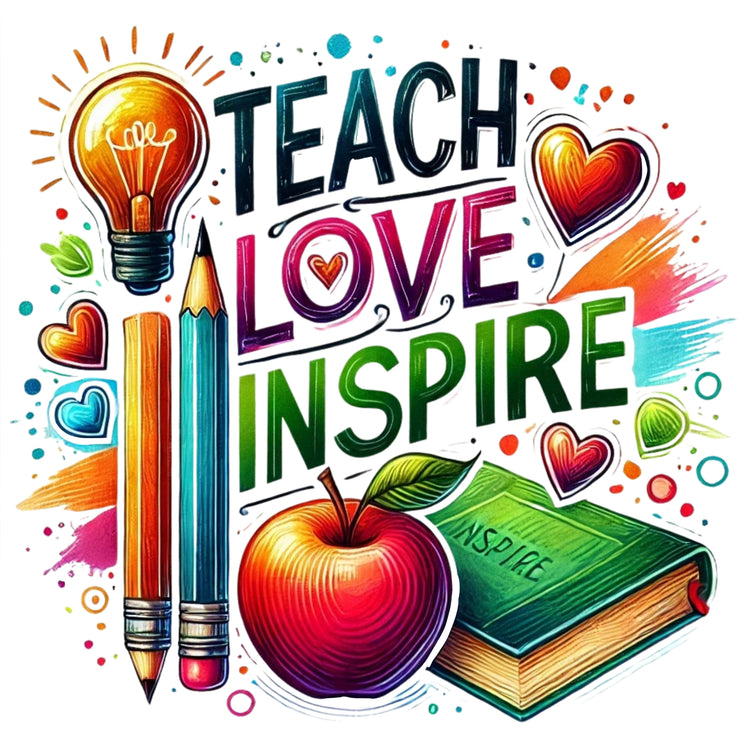 Teach Love Inspire Png, Teacher's Life Inspirational Quote, Retro Teaching Shirt Design, Sublimation Design, Love School, Digital Download