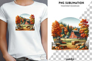 Countryside Autumn PNG Sublimation Print,Crafting File,Cozy Autumn PNG Design, Transparent,Autumn Sticker, PNG Digital Download, Fall Leaves