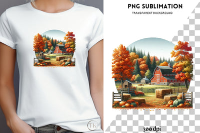 Countryside Autumn PNG Sublimation Print,Crafting File,Cozy Autumn PNG Design, Transparent,Autumn Sticker, PNG Digital Download, Fall Leaves